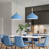 LED Colored Wooden Pendant Light Lamp - Blue / Dia-24cm 1pcs / No Bulb - Pendant Lamp
