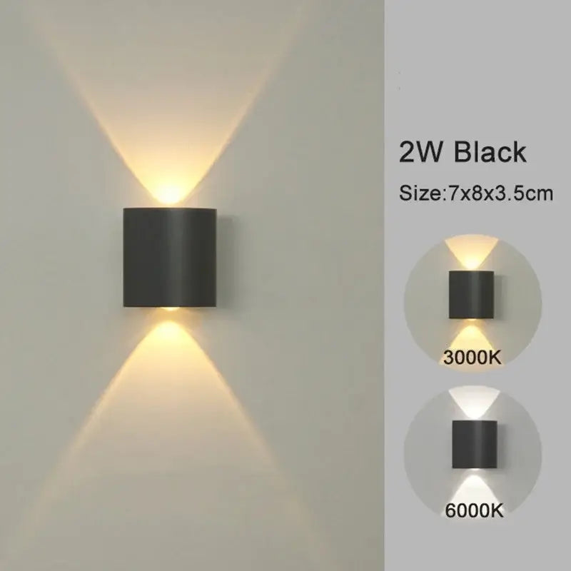 LED Modern Up Down Wall Mount Light Lamp - Black - 2W / Warm White (2700-3500K) / No Waterproof - Lamps