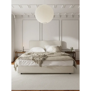Luxury Fabric French Modern Bed Frame - Beige - Bedroom