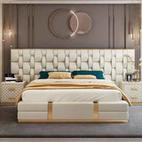 Luxury Modern King Headboard Bed Frame Set - Bedroom