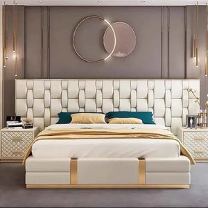 Luxury Modern King Headboard Bed Frame Set - Bedroom