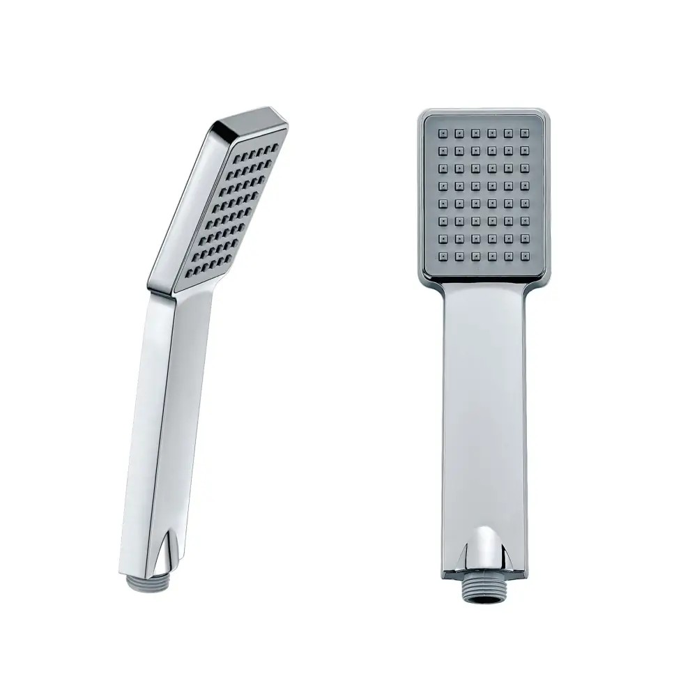 Chrome Dallas Series modern shower handle set on white background