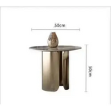 Marble Antique Nordic Modern Round Coffee Table - Gold - 50 x 50cm - Multifunctional coffee table