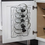 Metal Hanging Pot Lid Rack Kitchen Storage Organizer - Silver - Kitchen Essentials