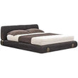 Minimalist Luxury Cloud Headboard Floor Bed Frame - Brown - PU Leather / 150 x 200 cm - Bedroom