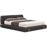 Minimalist Luxury Cloud Headboard Floor Bed Frame - Brown - PU Leather / 150 x 200 cm - Bedroom