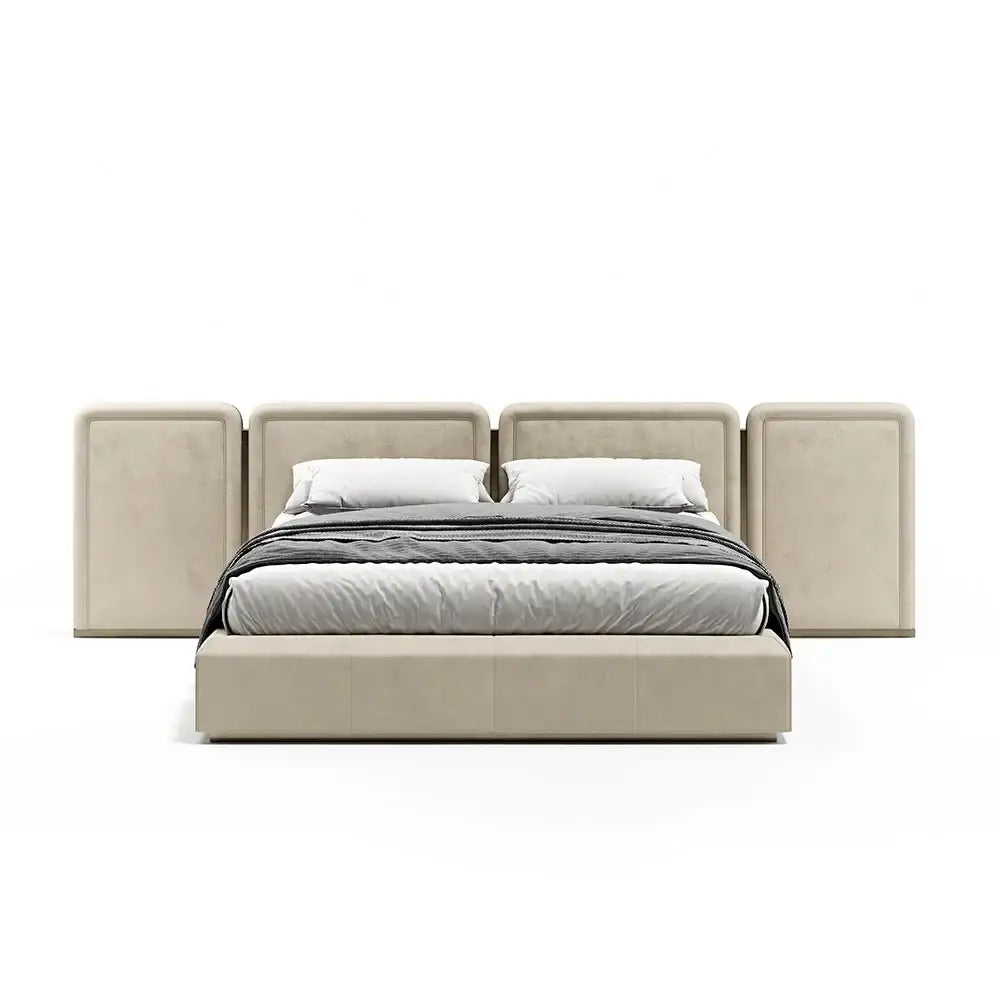 Minimalist Luxury Modern Upholstered King Bed Set - 180 x 200cm - Beige - Bedroom