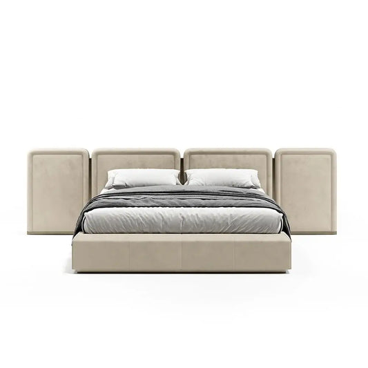 Minimalist Luxury Modern Upholstered King Bed Set - 180 x 200cm - Beige - Bedroom