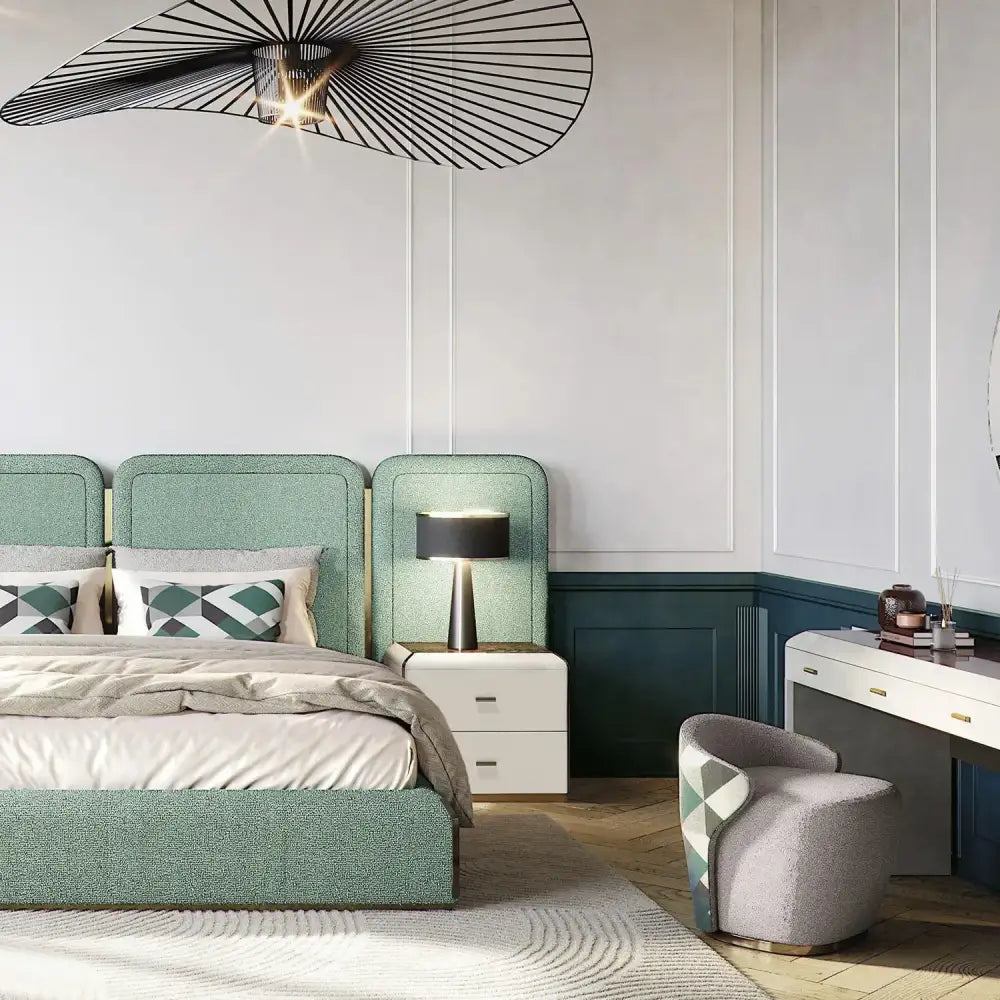 Minimalist Luxury Modern Upholstered King Bed Set - 180 x 200cm - Beige - Bedroom