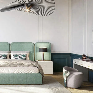 Minimalist Luxury Modern Upholstered King Bed Set - 180 x 200cm - Beige - Bedroom