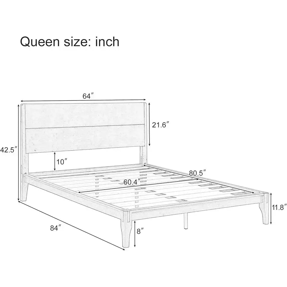Bamboo Platform Bed Queen Size Natural Wood - view 8
