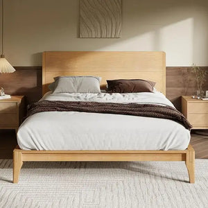 Minimalist Modern Bamboo Wood Platform Bed Frame - Queen - Beige - Bedroom
