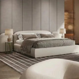 Minimalist Pebble Modern Double Velvet Bed Frame - Bedroom