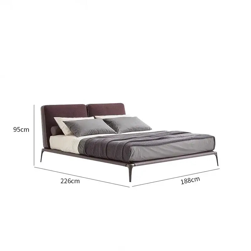 Minimalist Upholstered Bed Frame with Leather Headboard - view 5