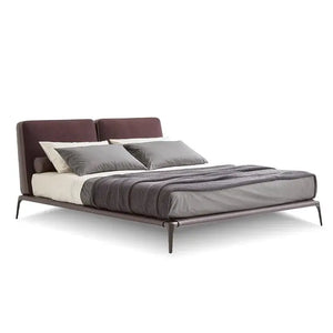 Minimalist Upholstered Bed Frame with Leather Headboard - view 2