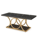 Modern 2 Tier Rectangular Marble Coffee Table - Multifunctional coffee table