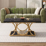 Modern 2 Tier Rectangular Marble Coffee Table - Multifunctional coffee table