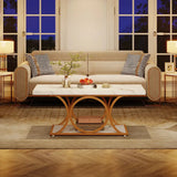 Modern 2 Tier Rectangular Marble Coffee Table - Multifunctional coffee table