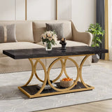 Modern 2 Tier Rectangular Marble Coffee Table - Multifunctional coffee table