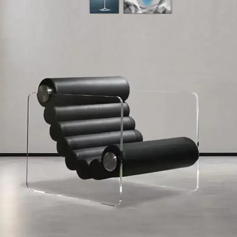 Modern Acrylic Suspension Microfiber Leather Chair - Black - Chair