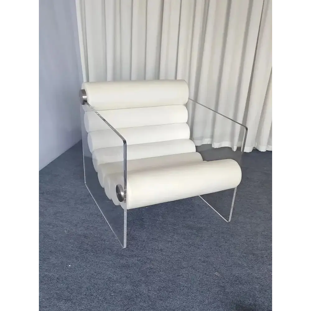 Modern Acrylic Suspension Microfiber Leather Chair - White - Chair