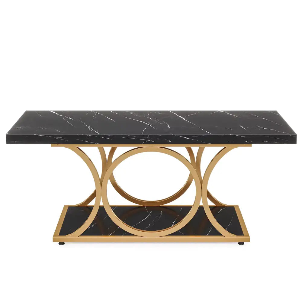 Modern 2 Tier Rectangular Marble Coffee Table - Multifunctional coffee table