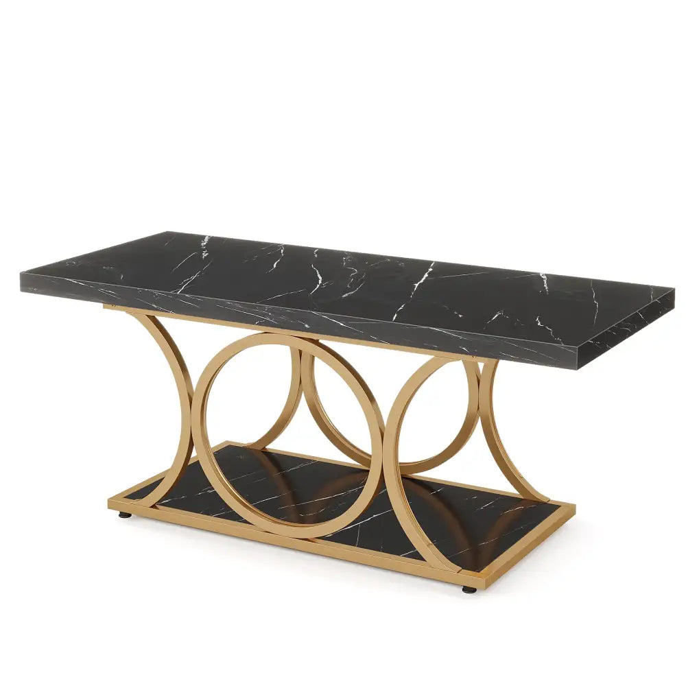 Modern 2 Tier Rectangular Marble Coffee Table - Multifunctional coffee table