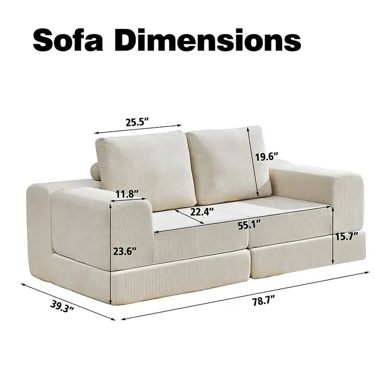 Corduroy Compressed Sectional Sofa Modern Minimalist - view 12