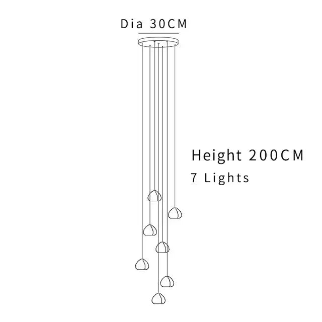 Modern Crystal Chandelier LED Long Pendant - Dia 30cm 7Lights / Warm white 3000K - Lamps