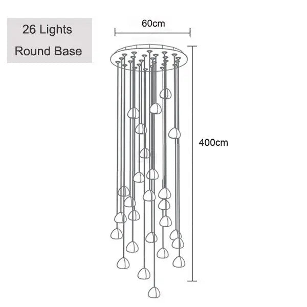 Modern Crystal Chandelier LED Long Pendant - Dia 60cm 26Lights / Warm white 3000K - Lamps