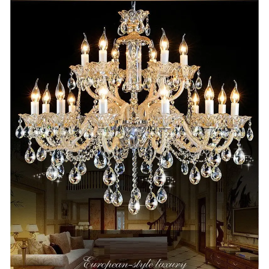 Modern Crystal K9 Candle Chandelier Lamp - 10 Arm Lights / Silver Metal / Without Bulbs|110v-127v - Chandelier