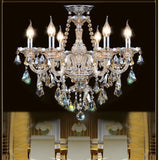 Modern Crystal K9 Chandelier Lamp - 6 Arm Lights / Silver with Cognac / Without Bulbs - Chandelier