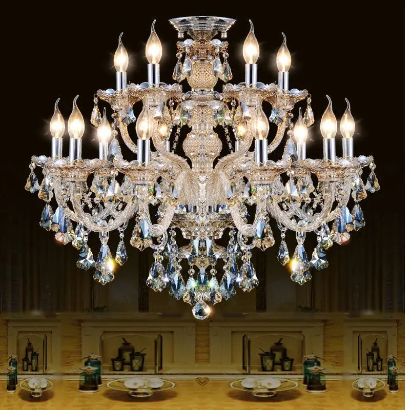 Crystal K9 Chandelier Polished Chrome Flush Mount Lighting - view 7
