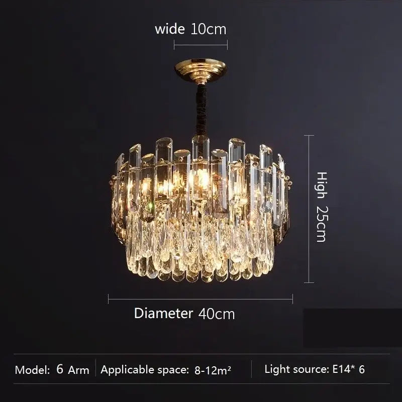 Modern Crystal Luxury Chandelier Golden Lamp - Diameter 40cm / Warm white - Chandelier