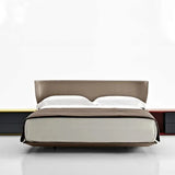 Modern Double PU Leather Backrest Wood Bed Frame - Dark Gray / Queen - Bedroom