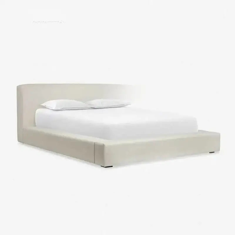 Modern Double Soft Fabric Upholstery Bed Frame - White - 180 x 200 cm - Bedroom