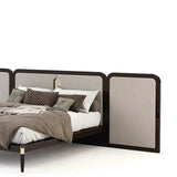 Modern Double Wooden Widened Backrest Bed Frame - Dark Gray / King - Bedroom