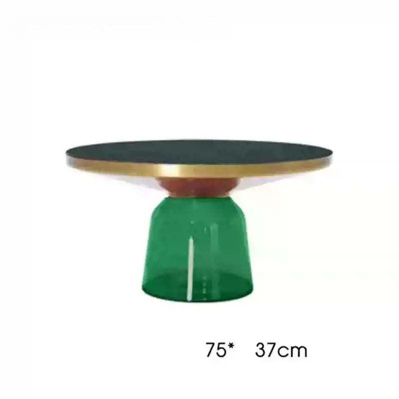 Modern Artistic Glass Round Coffee End Table - Multifunctional coffee table