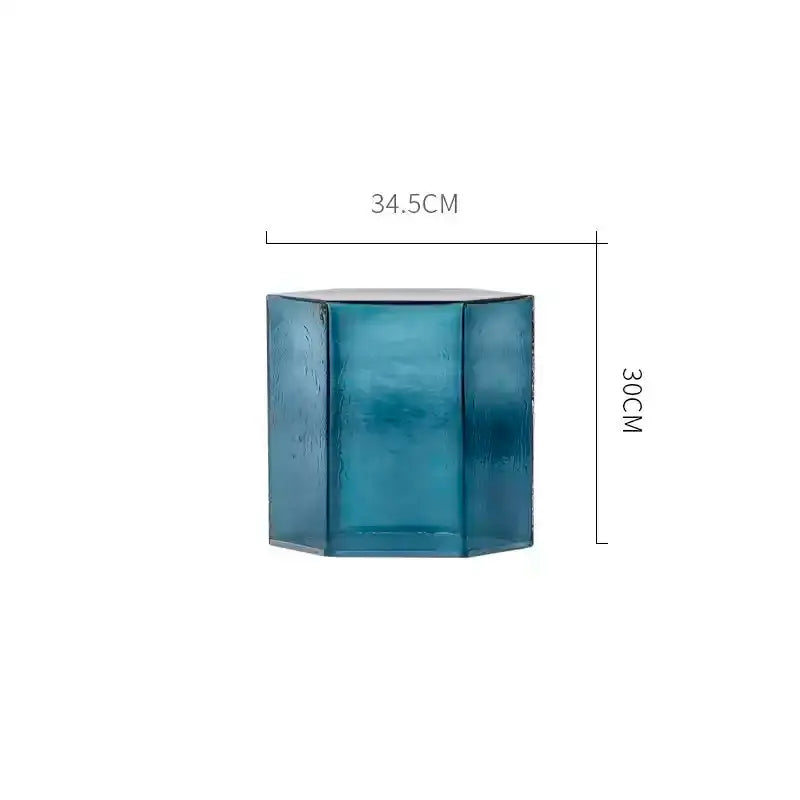 Modern Artistic Glass Round Coffee End Table - Turquoise - Multifunctional coffee table