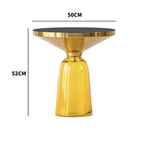 Modern Artistic Glass Round Coffee End Table - Yellow Gold - Multifunctional coffee table