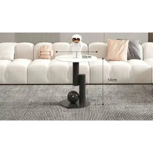 Oval Coffee Table Modern Irregular Base Cream - view 7