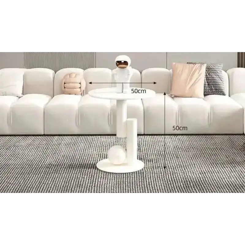 Oval Coffee Table Modern Irregular Base Cream - view 15