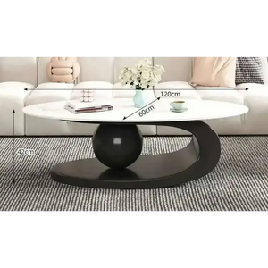 Modern Irregular Base Oval Side Coffee Table - Black 120x60x42cm - Multifunctional coffee table