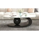 Modern Irregular Base Oval Side Coffee Table - Black 120x60x42cm - Multifunctional coffee table