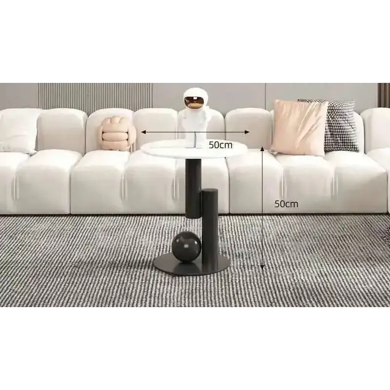 Modern Irregular Base Oval Side Coffee Table - Black Table 50cm - Multifunctional coffee table