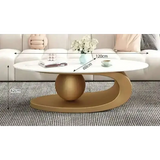 Modern Irregular Base Oval Side Coffee Table - Gold 120x60x42cm - Multifunctional coffee table