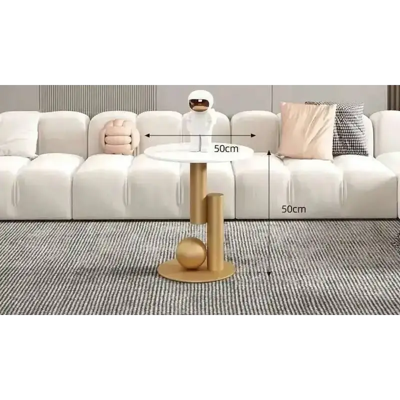 Modern Irregular Base Oval Side Coffee Table - Gold Table 50cm - Multifunctional coffee table