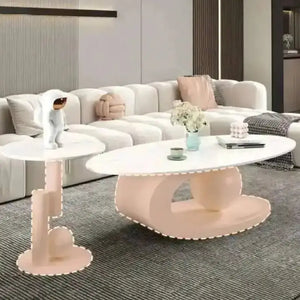 Modern Irregular Base Oval Side Coffee Table - Multifunctional coffee table