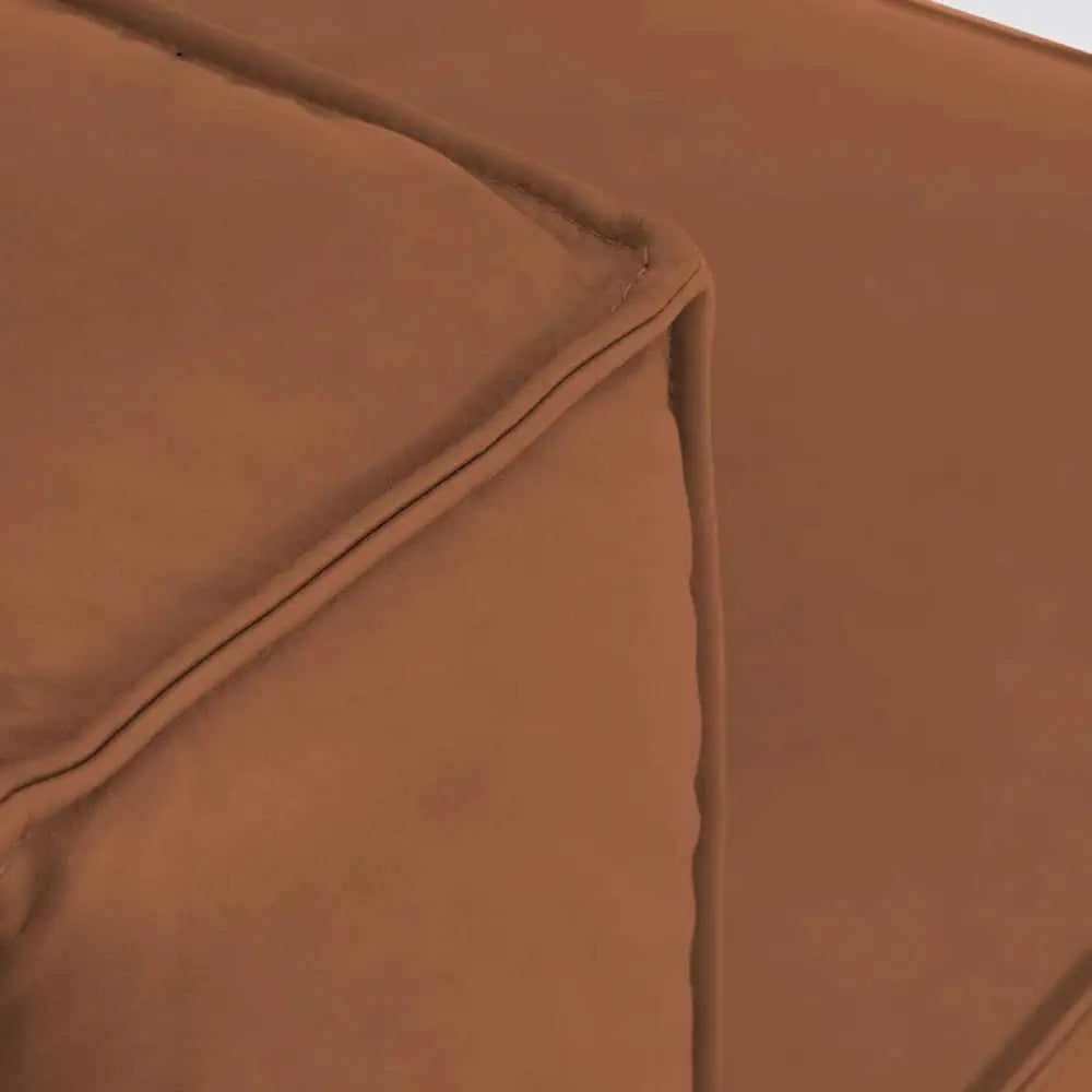 Modern Italian Leather Tofu-Shaped Sofa - Brown - Sofa