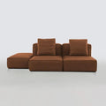 Modern Italian Leather Tofu-Shaped Sofa - Brown - Sofa